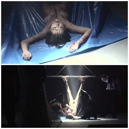 Death fetish scene #4 (naked dead woman, hanging upside down, hanging by legs)