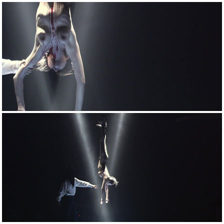 Death fetish scene #4 (naked dead woman, hanging upside down, hanging by legs)