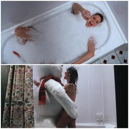 Woman is brutally raped by a snowman in the bathtub