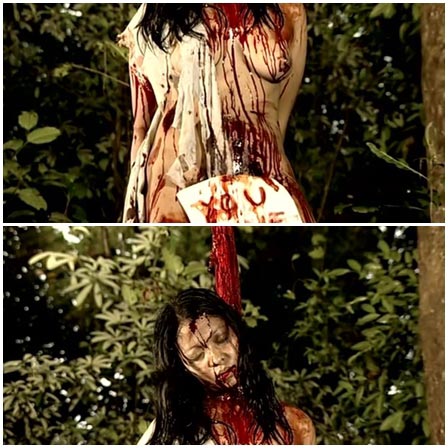 Death fetish scene #312 (hanging, naked dead woman, bloody torture)
