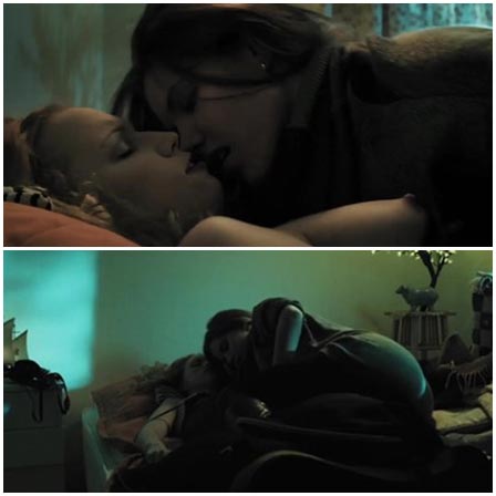 Sleeping girl is lesbian abused by another girl