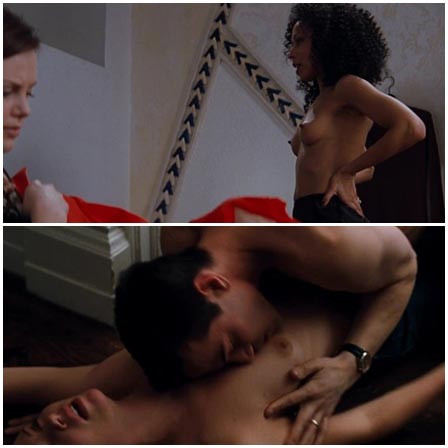 Naked Charlize Theron, Connie Nielsen, Tamara Tunie @ The Devil's Advocate (1997) Nude Scenes