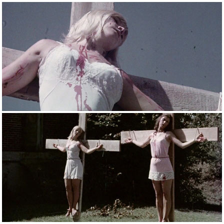 Death fetish scene #506 (dead woman, crucified on the cross)