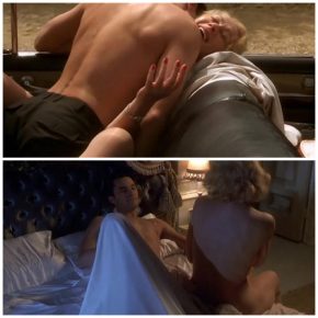 Young stallion fucks an elderly aunt outdoors in the car