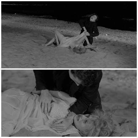 Blonde rape on the beach at night
