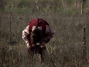 Girl pissing in the field