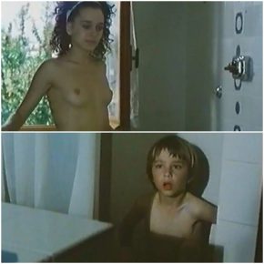 Naked maid washes in front of boy