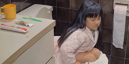 Girl fell asleep peeing on the toilet