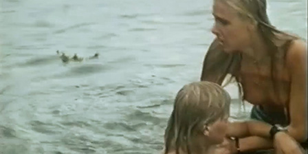 Swimming with naked mom