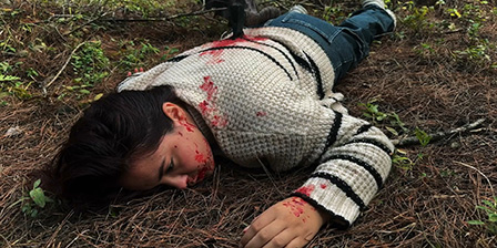 Death fetish scene #1192 (murdered with an axe, dead woman)