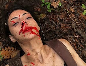 Death fetish scene #1193 (murdered with an axe, dead woman)