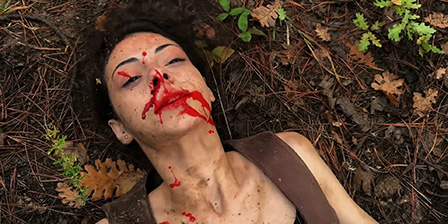 Death fetish scene #1193 (murdered with an axe, dead woman)