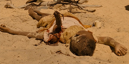 Death fetish scene #1213 (dismembering alive, stabbed, dead woman)