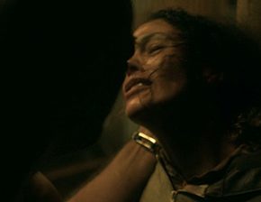 Bound woman pussy groped