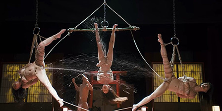 Bound asian women urinates